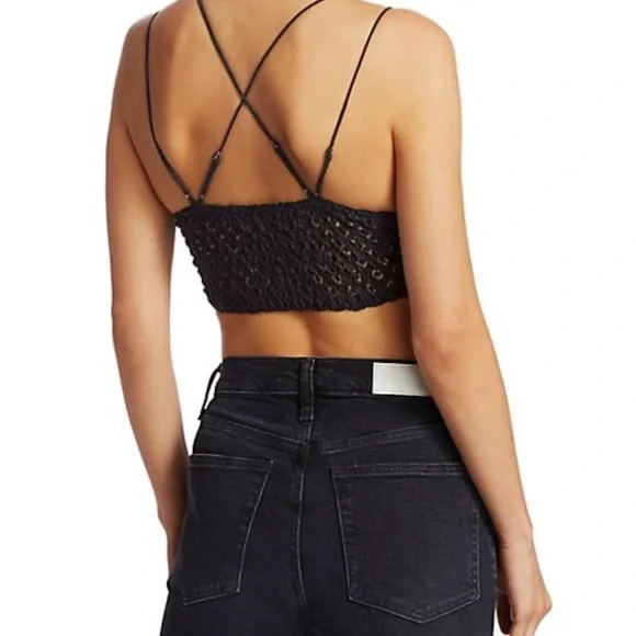 Miss Sparkling Lace Scalloped Eyelet Bralette Women Color Black Size XL - Picture 5 of 10